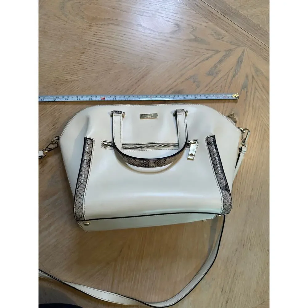 Kate Spade Savannah Parliament Square (Cement/Natural Snake) smooth leather bag